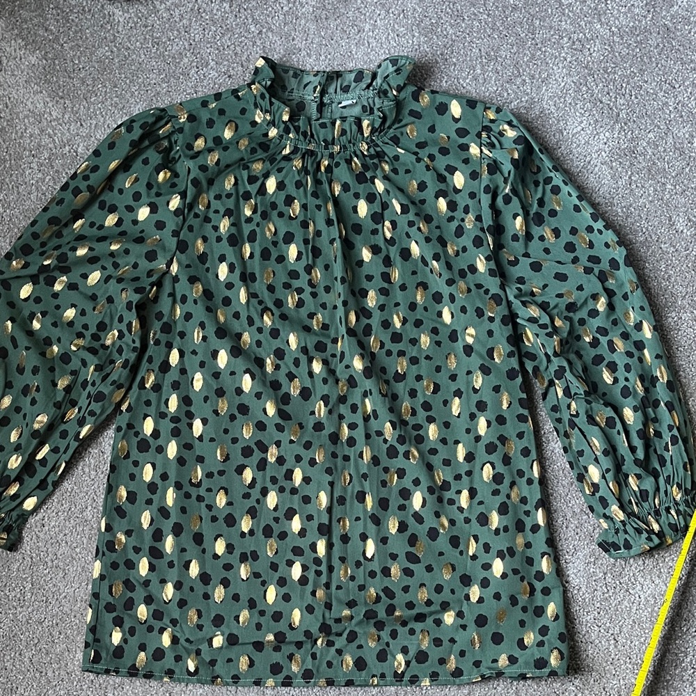 Green Polka Dot Blouse